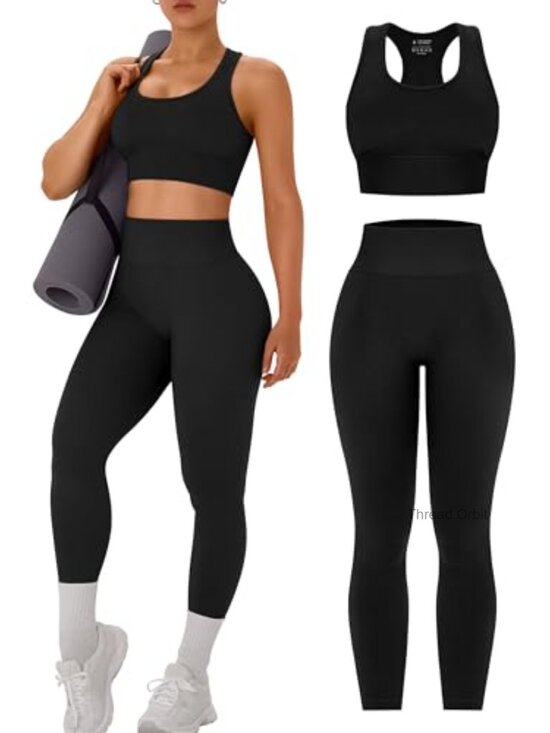 Tops - 2 Piece Workout Set Racerback Sports Bra High Waist Leggings Seamless